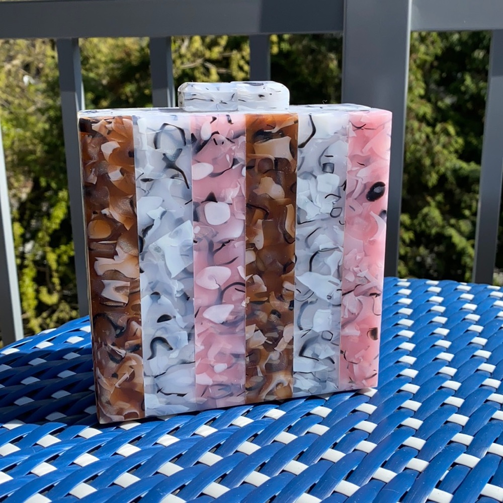 NWOT Zara Acrylic Marble Tricolor Box Bag/clutch